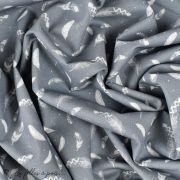 Tissu coton motif  plumes - Gris et blanc - Oeko-Tex ® et GOTS ® Autres marques - Tissus et mercerie - 3
