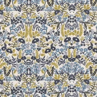 Coupon de tissu coton canvas lin motif fleuri "Menagerie" - Ecru - 200cm - Cotton and steel - 6