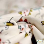 Tissu jersey coton motif dinosaure "Dinoz" - Ecru et multicolore - Oeko-Tex ® Domotex ® - Tissus Oekotex et BIO - 7