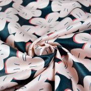 Tissu enduit ou laminé motif fleurs - Noir et rose - BIO - Cloud 9 ® Cloud9 Fabrics ® - Tissus BIO - 3