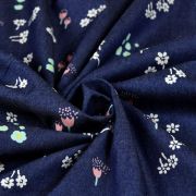 Tissu coton denim  motif fleurs "Denim Prints" - Bleu jean - Oekotex ® - AGF ® Art Gallery Fabrics ® - Tissus - 3