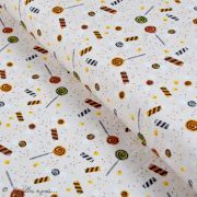 Tissu jersey motif bonbons "Spooky'N Sweet" - Orange et noir - Oekotex - AGF ® Art Gallery Fabrics ® - Tissus - 1