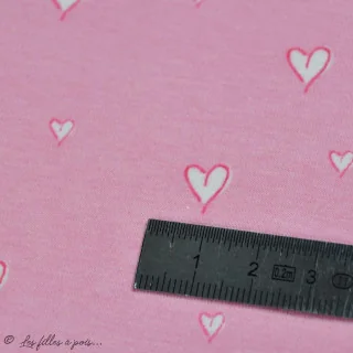 Coupon de tissu jersey motif coeurs "Daydream" de Patty Basemi - Rose - 200cm - AGF Art Gallery Fabrics : tissus premium aux im