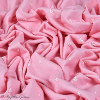 Coupon de tissu jersey motif coeurs "Daydream" de Patty Basemi - Rose - 200cm - AGF Art Gallery Fabrics : tissus premium aux im