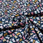 Tissu jersey motif papillon "Nightfall" de Maureen Cracknell - Bleu noir et multicolore - Oekotex - AGF ® Art Gallery Fabrics ® 