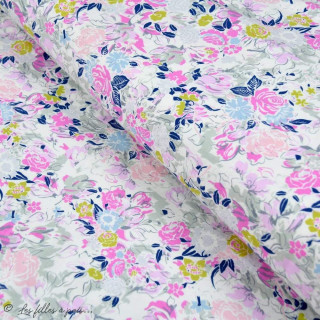 Tissu jersey motif fleurs "Fusion Etheral" - Bleu - Oekotex - AGF ® Art Gallery Fabrics ® - Tissus - 1
