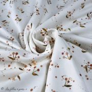 Tissu french terry coton motif cerise "Cherry" - Blanc et tons marrons - Oeko-Tex ® Family Fabrics ® - Tissus oekotex - 2