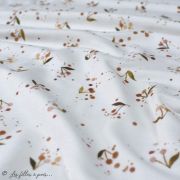 Tissu french terry coton motif cerise "Cherry" - Blanc et tons marrons - Oeko-Tex ® Family Fabrics ® - Tissus oekotex - 3