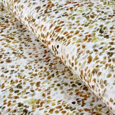 Tissu french terry coton motif tâche "Palette" - Blanc et tons marrons - Oeko-Tex ® Family Fabrics ® - Tissus oekotex - 1