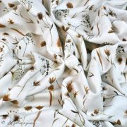 Tissu jersey coton motif fleur "Pressed Flowers" - Blanc et tons marrons - Oeko-Tex ® Family Fabrics ® - Tissus oekotex - 4