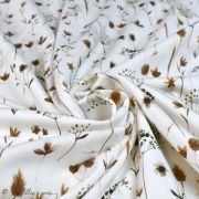 Tissu jersey coton motif fleur "Pressed Flowers" - Blanc et tons marrons - Oeko-Tex ® Family Fabrics ® - Tissus oekotex - 2