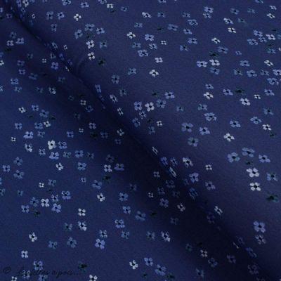 Tissu jersey digital coton motif fleur - Tons bleus - Oekotex Autres marques - 1