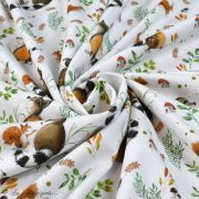 Tissu jersey coton motif animaux "Fridolin" - Blanc, orange, marron et vert - Bio - Lillestoff ® Lillestoff ® - Tissus Bio - 3
