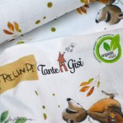 Tissu jersey coton motif animaux "Fridolin" - Blanc, orange, marron et vert - Bio - Lillestoff ® Lillestoff ® - Tissus Bio - 9