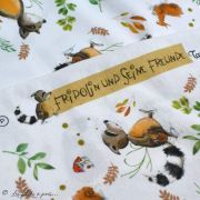 Tissu jersey coton motif animaux "Fridolin" - Blanc, orange, marron et vert - Bio - Lillestoff ® Lillestoff ® - Tissus Bio - 8
