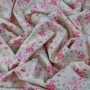 Tissu popeline de coton motif fleurs "Le Vintage Chic" - Ecru et rose - Oekotex - AGF ® Art Gallery Fabrics ® - Tissus - 3