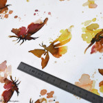 Tissu jersey coton motif papillons "Butterflies" - Blanc, tons ocre et marrons - Oeko-Tex ® Family Fabrics ® - Tissus oekotex - 
