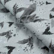 Tissu jersey coton motif chauve souris "Dracoline" - Gris - Bio - Lillestoff ® Lillestoff ® - Tissus Bio - 1