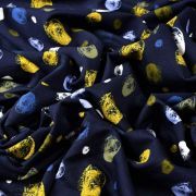Tissu french terry coton motif pois peinture - Noir, doré, bleu et blanc - Oeko-Tex ® - Stenzo Textiles ® Stenzo Textiles ® - Ti