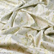 Tissu coton motif  sapins de Noël - Ecru et doré - Oeko-Tex ® et GOTS ® Autres marques - 5