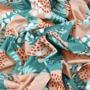Tissu popeline coton motif fleurs "Lille LilleLula" - Vert menthe et saumon - Bio - Lillestoff ® Lillestoff ® - Tissus Bio - 4