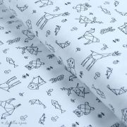 Tissu jersey motif origami - Blanc et noir - Oeko-Tex ® - Stenzo Textiles ® Stenzo Textiles ® - Tissus Oekotex - 1