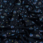 Tissu jersey motif arc-en-ciel - Noir et multicolore - Oeko-Tex ® - Stenzo Textiles ® Stenzo Textiles ® - Tissus Oekotex - 3