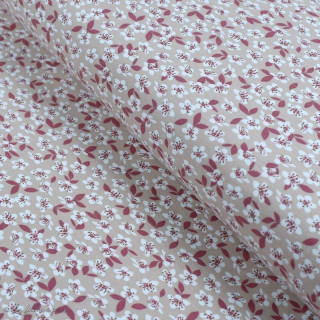Tissu jersey coton motif petites fleurs esprit "Liberty" - Rose clair et cognac - Oeko-Tex ® Autres marques - Tissus et mercerie
