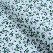 Tissu jersey interlock coton motif petites fleurs - Blanc et vert Autres marques - Tissus et mercerie - 1