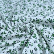 Tissu jersey interlock coton motif petites fleurs - Blanc et vert Autres marques - Tissus et mercerie - 2