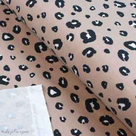 Tissu french terry coton motif léopard - Rose clair - Oeko-Tex et GOTS ® Autres marques - Tissus et mercerie - 1
