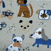 Tissu jersey coton motif chiens - Blanc et bleu - Oeko-Tex ® et GOTS ® Autres marques - Tissus et mercerie - 8
