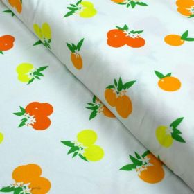 Tissu jersey motif orange "Fiesta Fun" - Bleu, orange et jaune - Oekotex - AGF ® Art Gallery Fabrics ® - Tissus - 1