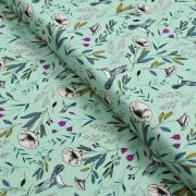 Tissu jersey motif fleurs "Magic Fauna Waterfall" - Vert menthe - AGF ® Art Gallery Fabrics ® - Tissus - 1