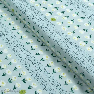 Coupon de tissu popeline de coton motif pois et fleurs "Mayfair" de Amy Sinibaldi - Vert - 120cm -Oekotex - AGF Art Gallery Fab