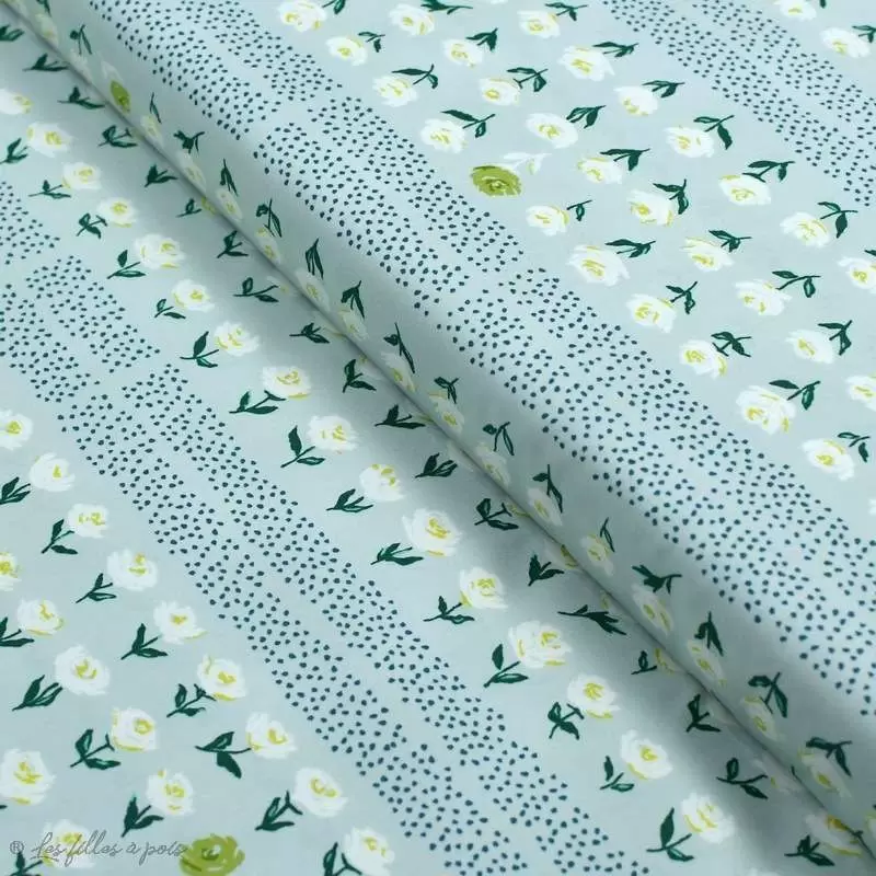 Tissu coton motif pois et fleurs "Mayfair" de Amy Sinibaldi - Vert - Oekotex - AGF ® Art Gallery Fabrics ® - Tissus - 1