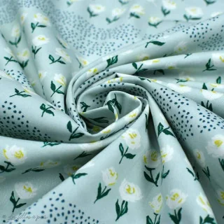 Coupon de tissu popeline de coton motif pois et fleurs "Mayfair" de Amy Sinibaldi - Vert - 120cm -Oekotex - AGF Art Gallery Fab