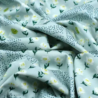 Coupon de tissu popeline de coton motif pois et fleurs "Mayfair" de Amy Sinibaldi - Vert - 120cm -Oekotex - AGF Art Gallery Fab