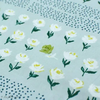 Coupon de tissu popeline de coton motif pois et fleurs "Mayfair" de Amy Sinibaldi - Vert - 120cm -Oekotex - AGF Art Gallery Fab
