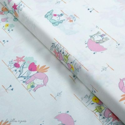 Tissu popeline de coton motif fillettes "Daydream" de Patty Basemi  - Rose - Oekotex - AGF ® Art Gallery Fabrics ® - Tissus - 1
