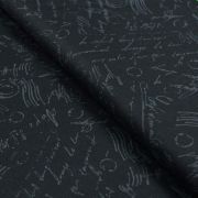 Tissu coton motif écriture "In The Black" - Noir - Oekotex - Maywood Studio ®
