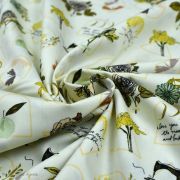 Tissu popeline de coton motif MAC et couture "Her et History" - Ecru et vert - Oekotex ® - AGF ® Art Gallery Fabrics ® - Tissus 