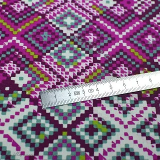Coupon de tissu popeline de coton motif losanges "Mystical Land" - Tons roses et violets - 130cm - Oekotex - AGF Art Gallery F