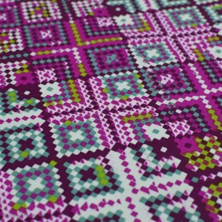 Coupon de tissu popeline de coton motif losanges "Mystical Land" - Tons roses et violets - 130cm - Oekotex - AGF Art Gallery F