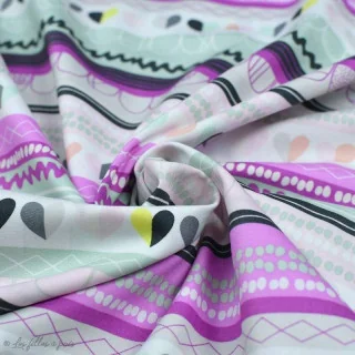Coupon de tissu popeline de coton motif coeurs et formes "Playing pop" - Rose et vert menthe - 180cm - AGF Art Gallery Fabrics 