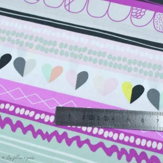 Coupon de tissu popeline de coton motif coeurs et formes "Playing pop" - Rose et vert menthe - 180cm - AGF Art Gallery Fabrics 