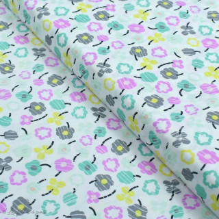 Tissu popeline de coton motif fleur "Heartland" - Blanc, violet, gris, jaune et vert - AGF ® Art Gallery Fabrics ® - Tissus - 1