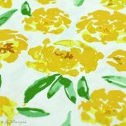 Tissu popeline de coton motif fleur "The Open Road" - Ecru et ocre- AGF ® Art Gallery Fabrics ® - Tissus - 5