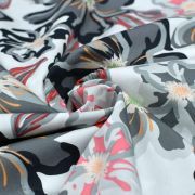 Tissu popeline de coton motif fleurs "Fusion Silkroad" - Blanc, rouge et noir - AGF ® Art Gallery Fabrics ® - Tissus - 2