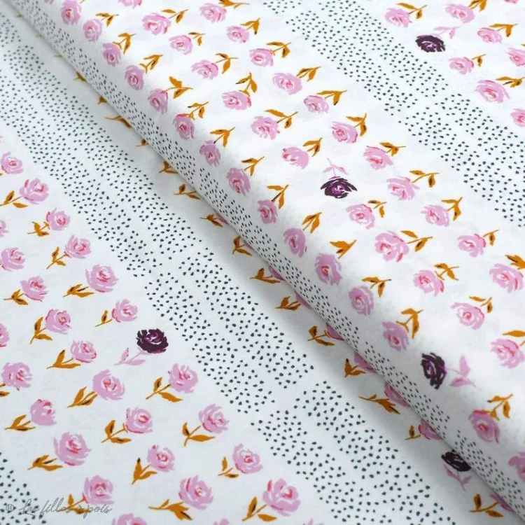 Coupon de tissu popeline de coton motif pois et fleurs "Mayfair" de Amy Sinibaldi - Rose - 130cm - Oekotex - AGF Art Gallery Fa